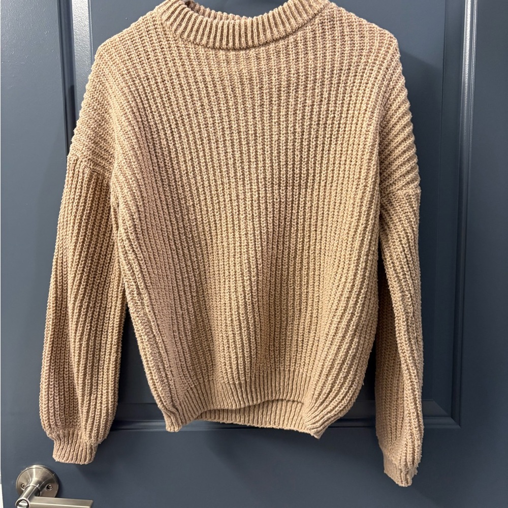 Prettygarden Tan Ribbed Sweater